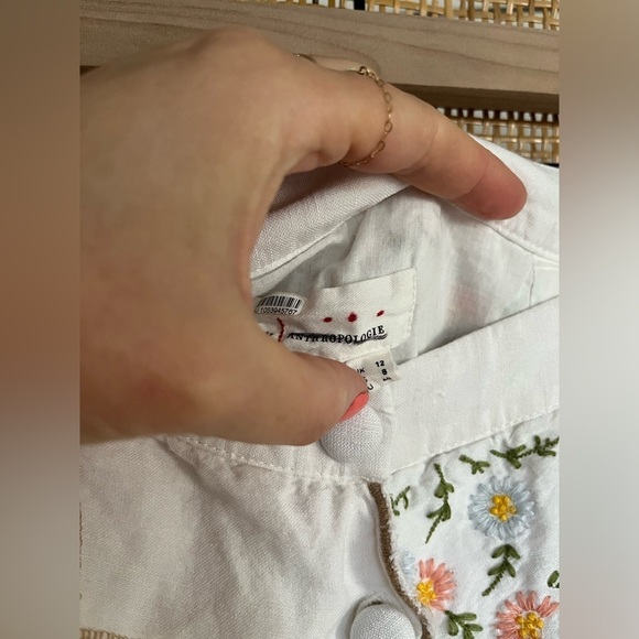 Anthropologie Scalloped Buttondown Embroidered Skirt - Picture 8 of 9